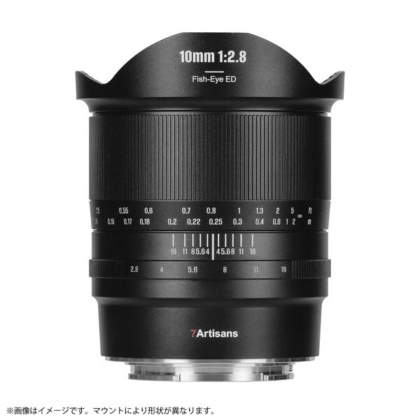 7A-10F28II-L-B ブラック 7Artisans 10mm F2.8 II Fish-eye ED 単焦点レンズ (Lマウント)