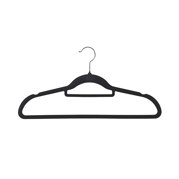 （まとめ） ストリックスデザイン 起毛ハンガー スリム ブラック SB-108 1パック（5本） [x10セット]