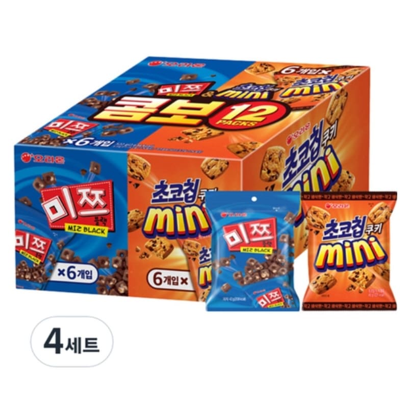 オリオンミツチョコチップコンボ12 PACKSセットミツ6P+チョコチップクッキー...4セット