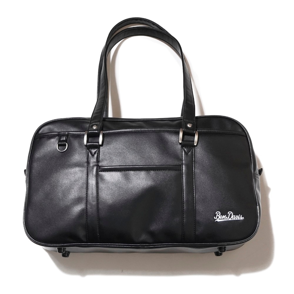 スクールバッグ 通学鞄 17L 合皮 黒 横型 メンズ レディース 女子 男子 肩掛け かばん フェイクレザー BDW-8368