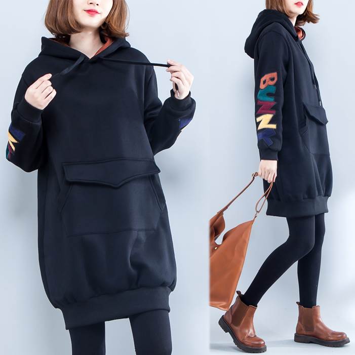 トップス パーカー レディース スウェットチュニック丈 ロング 長袖 袖あり 厚い 厚手 暖かい フード付き ドローストリング ドロスト 英字 ロゴ入り フロント ポケット 綿 大人可愛い 韓国 オル