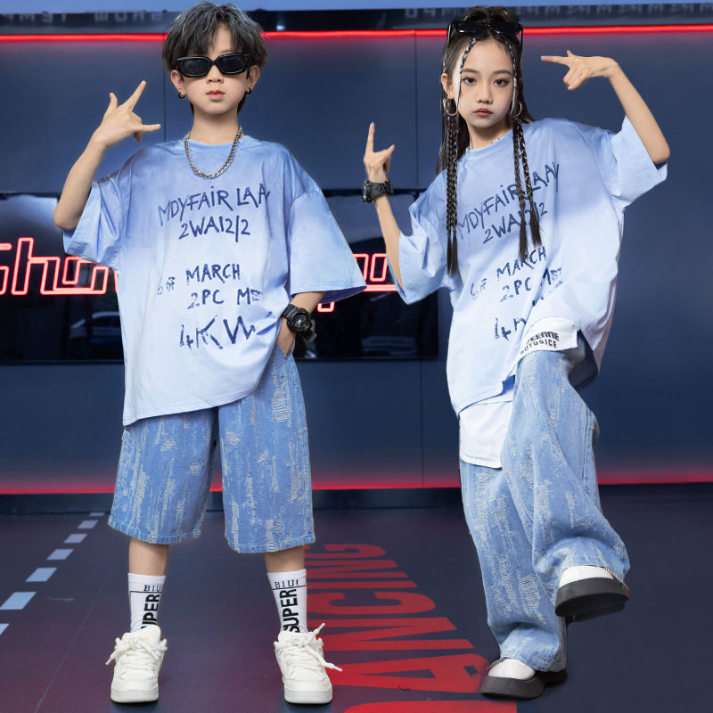 街のダンスの子供のファッション服の子供服のhiphop子供服のドラムの演出服の男の子のヒップホップダンスの演出服