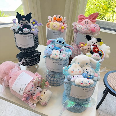 Qoo10] ぬいぐるみの花束に大学受験卒業星のカービ