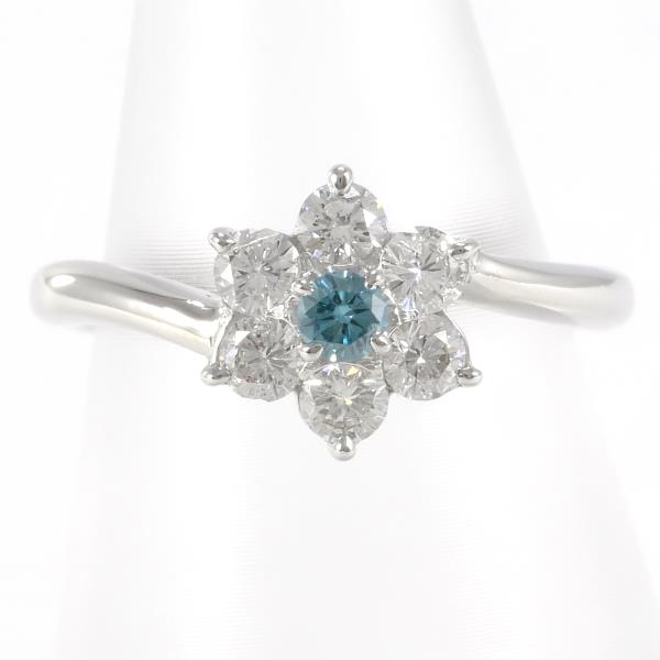 PT900 プラチナ リング 指輪 7.5号 ブルーダイヤ ダイヤ 計0.53 ジュエリー 中古