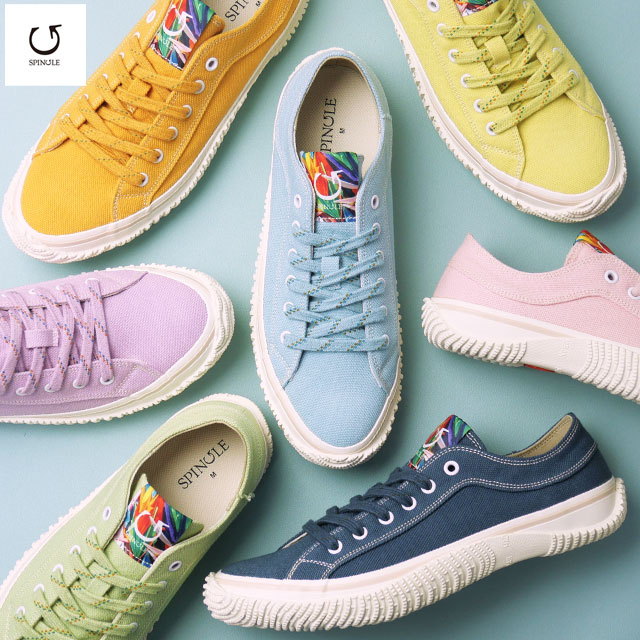スピングル レディース スニーカー ローカット 折り鶴 メンズ カジュアルシューズ 虹 メイドインジャパン 帆布 キャンバススニーカー 日本製 SP-1005D コンジョウ ツユク