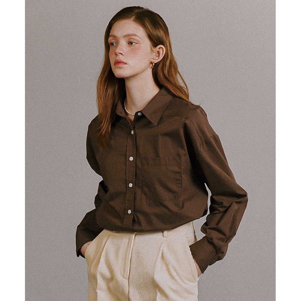RONRON ルーズフィットベーシックシャツブラウン