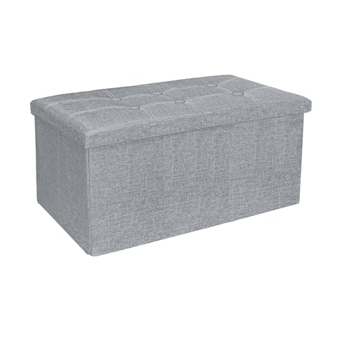 Cictokpスツール収納 浅い灰色 オットマン収納 スツールボックス 76×38×38cm 収納 ボックス 収納スツール オットマン 丈夫 折りたたみ式 収納式足置き 踏み台 二人掛け フタ付き足置