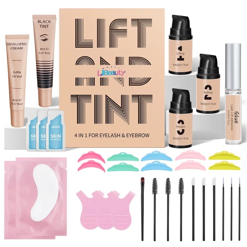Libeauty ラッシュリフトと眉染料ティントキットリフティングまつげ眉ラミネーションラッシュリフティングセット目 5 に 8 週間メイクアップツール
