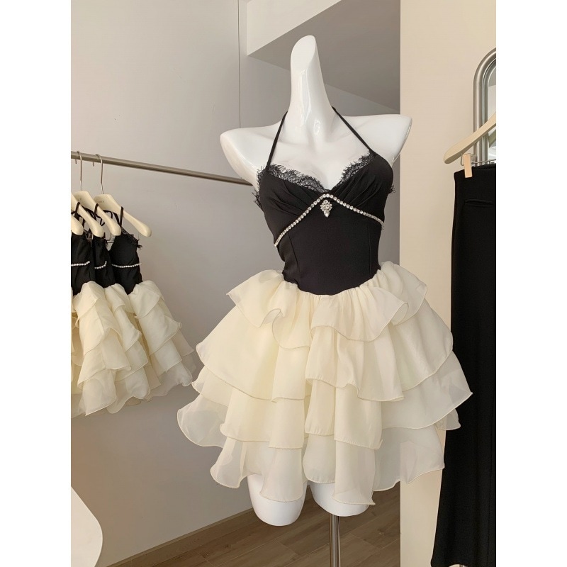 【急速出荷】送.料.無.料.クラッシュカラーケーキレースキャミソールワンピース 5,429円