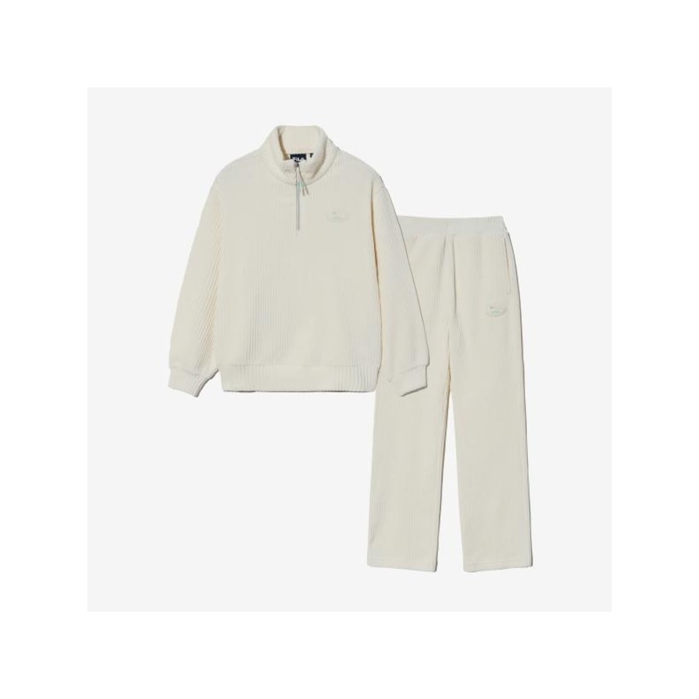 [FILA KIDS] ベロアリブ付きクロップハーフジップトップ&ボトムセット (FK2FSG4102F_PBA) Q0ZFK2FSG4102FPBA