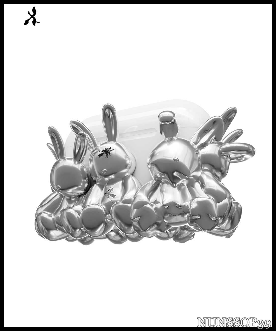 ANDAASH Airpods Bunniz Silver