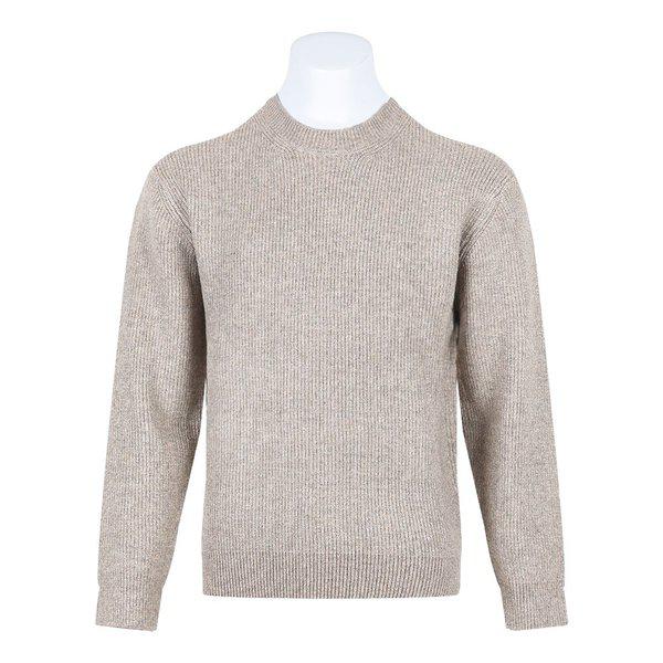 メンズ ミニマル ウール ハチ ラウンド ニットT SG-KN-Q055-オートミール