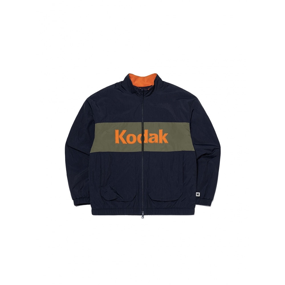 コダックアパレルカラーブロックマイクロフリース裏地付きジャケットネイビー