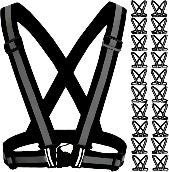 安全ベスト 蛍光ベスト 反射ベスト 夜間 ランニング ウォーキング 反射タスキ 反射バンド( ブラック)