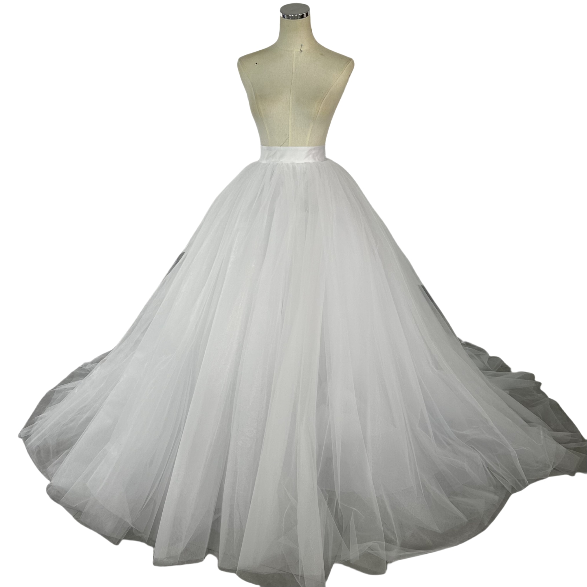 オーバースカート オフホワイト チュールスカート トレーン 編み上げ 花嫁/ウェディングドレス