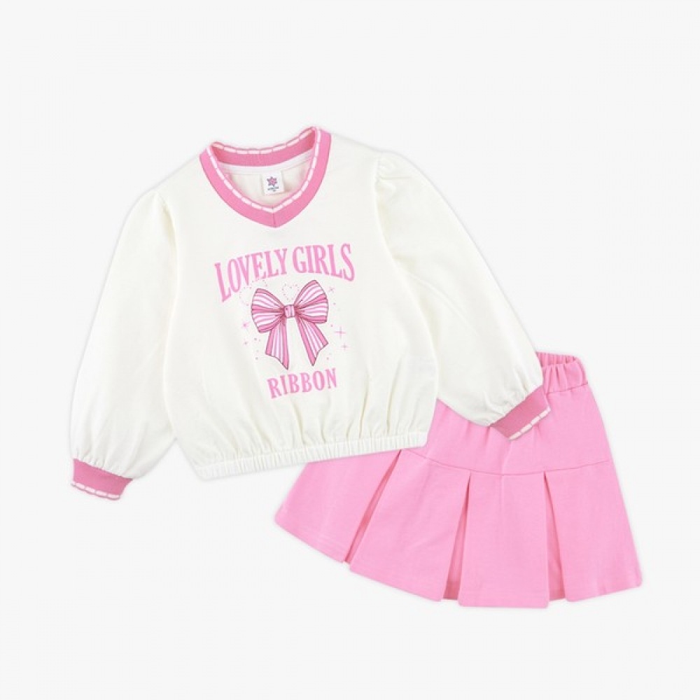 [ウォルトンキッズ] ラブリーガールプリーツトップ＆ボトム