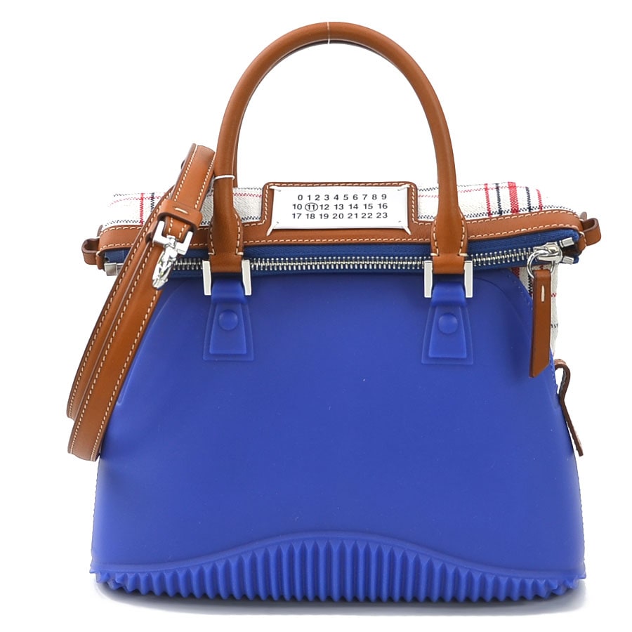 メゾンマルジェラ Maison Margiela ハンドバッグ ショルダーバッグ 5AC ミニ キャンバス ブルー系 ラバー レディース h30811a