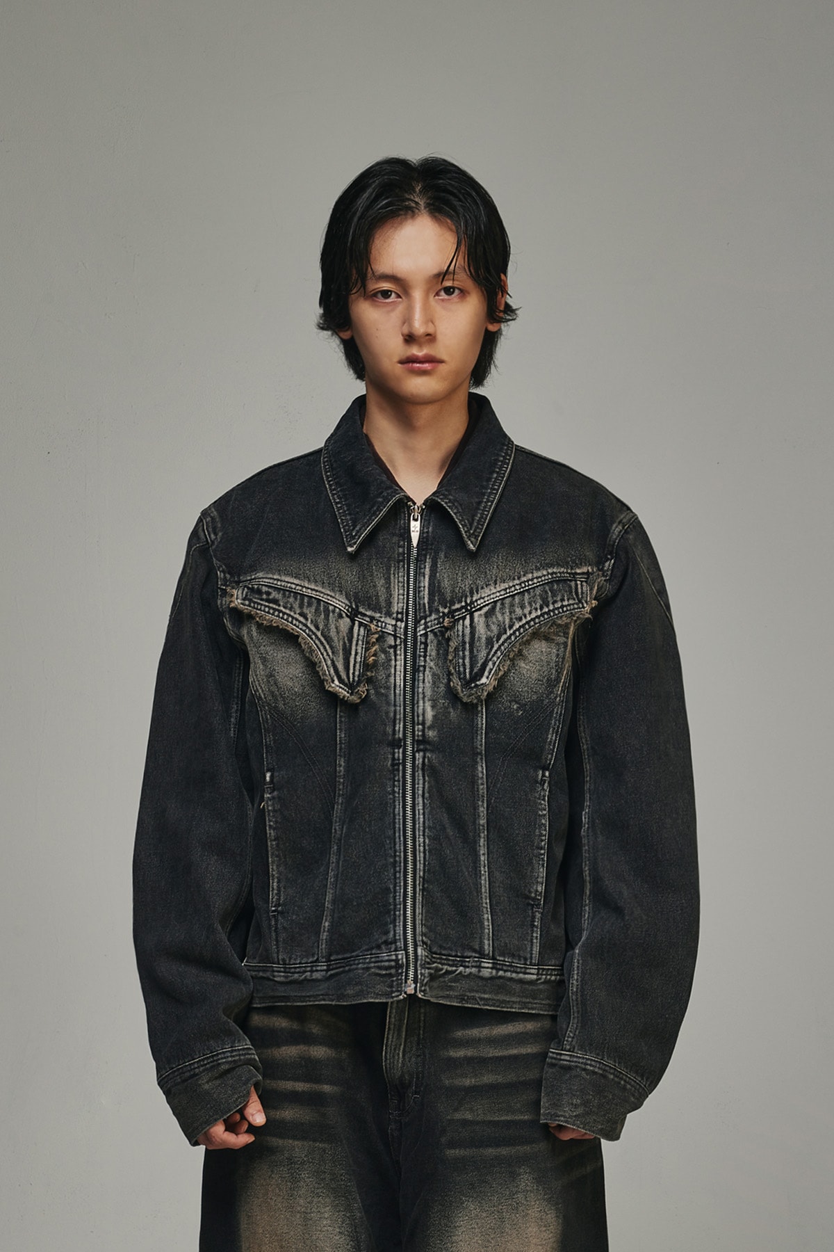 【BLR】 DYED CURVED LINE DENIM TRUCKER JACKET