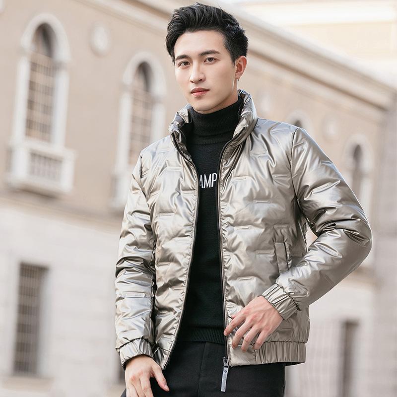 ダウンジャケットメンズ中綿コートジップアップツヤありジャケット軽量あったかライトダウンフェザーコートおしゃれアウター防寒保温秋冬お洒落