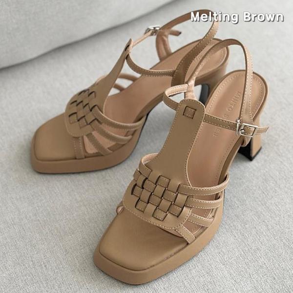 女性牛革ウィービングサンダルハイヒール MT17