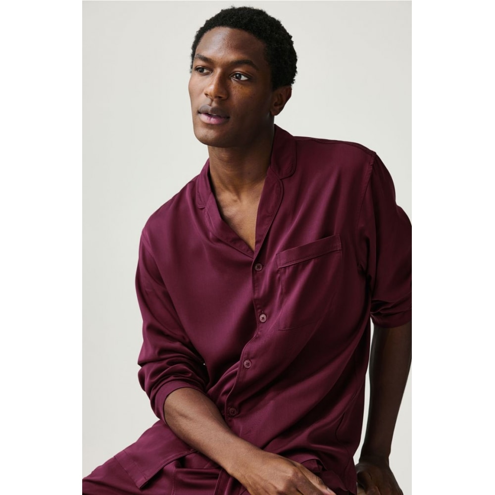 H&M パジャマシャツ&パンツダークレッド