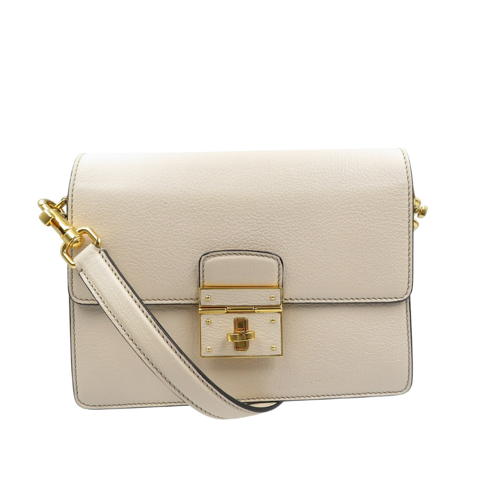 美品 ドルチェアンドガッバーナ ショルダーバッグ レザー/レザー ベージュ 0613【中古】DOLCE&GABBANA レディース