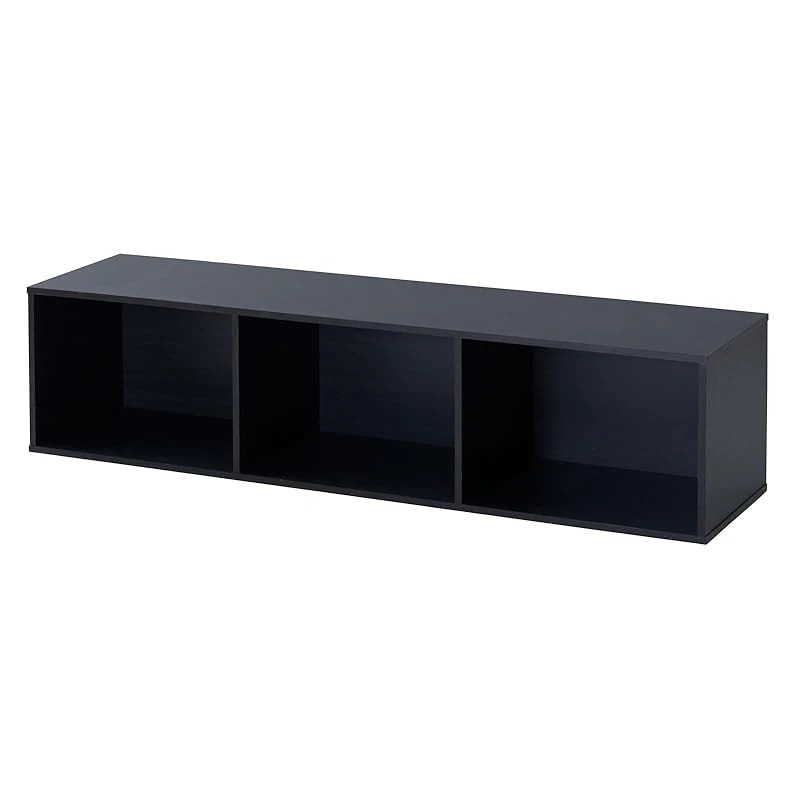 【即納】[山善] ラック カラーボックス 横置き3段 収納ボックスがぴったり入る 積み重ね可能 幅122.5×奥行29×高さ30cm 壁面 収納 組立品 ダークブラウン CSWR-3012(DBR)