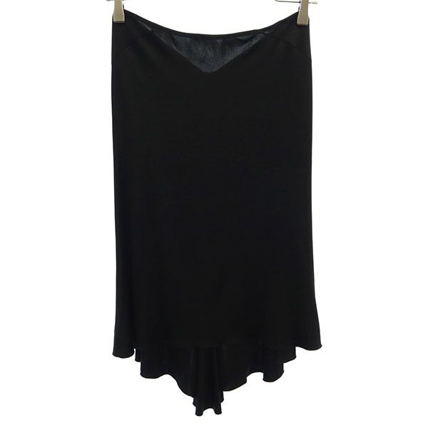イタリア製 ミディ丈 スカート 36 ブラック ストレッチ レディース