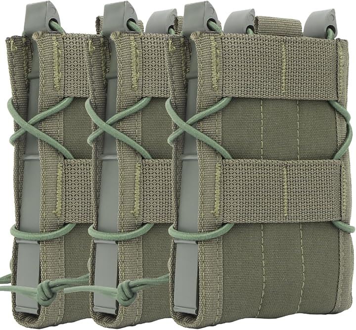 マガジンポーチ マグポーチ TACOスタイル M4 AK 対応 MOLLE ベルト 両方対応 サバゲー CORDURA 実物ナイロン仕様( レンジャーグリーン3個セット)