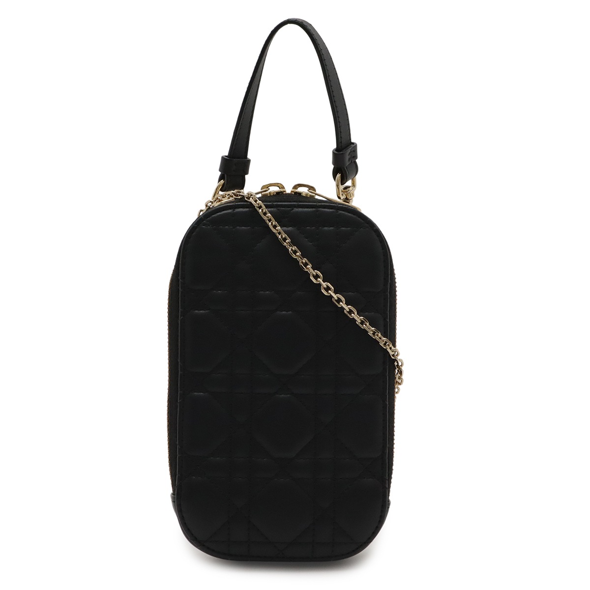 レディディオール Callin Dior フォンホルダー スマホケース チェーンショルダー レザー ブラック