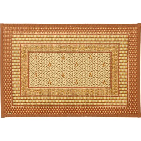 国産 い草 玄関マット 約70×120cm ブラウン 日本製 縁：綿100％ 滑りにくい加工 裏貼り エルモード リビング 廊下ラグマット