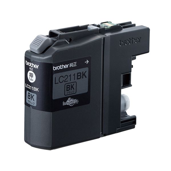 (まとめ) ブラザー BROTHER インクカートリッジ 黒 LC211BK 1個 (×10セット)
