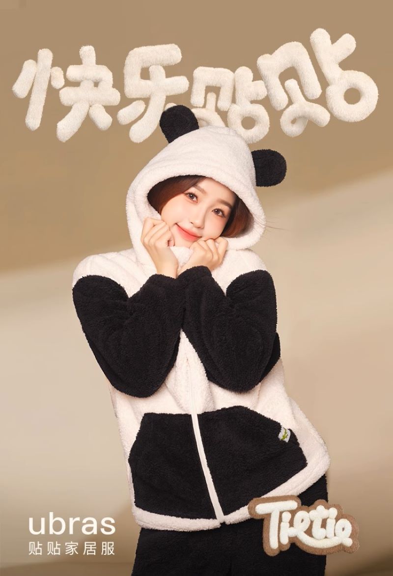 パンダ大人気秋冬ホームウェアパジャマ上下セット