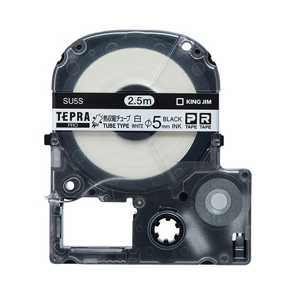 (まとめ) キングジム テプラ PRO テープカートリッジ 熱収縮チューブ 直径5mm 白／黒文字 SU5S 1個 (×10セット) 14,222円
