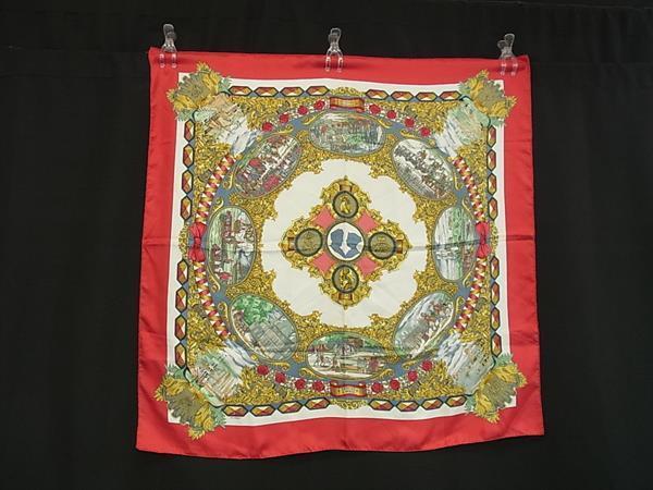 スカーフ カレ90 シルク100% - LEntente Cordiale 仏英同盟 マルチカラー 大判 ストール マフラー ブランド 高級 アクセサリー 大人可愛い【本物保証】