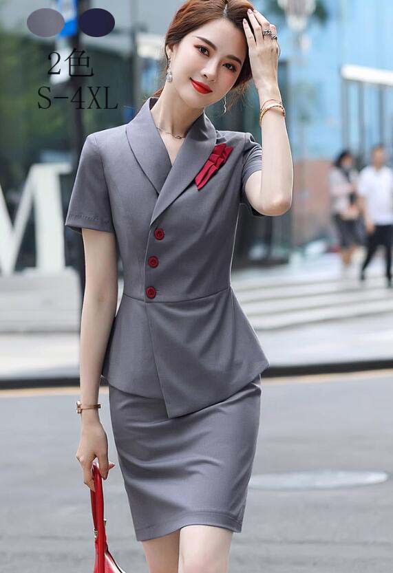 レディーススーツセット 短袖 高品質 韓国風 2点セット スリム きれいめ おしゃれスーツセット ビジネス リクルートスーツ 卒業式 結婚式 通勤 OL 面接 お呼ばれ 同窓会 デート お食事会 懇親