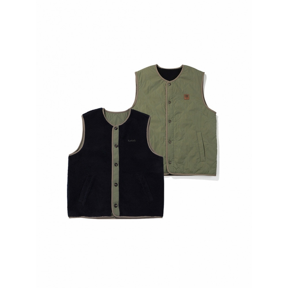 コダックアパレルブラウニーリバーシブルフリースジャケットベストネイビー