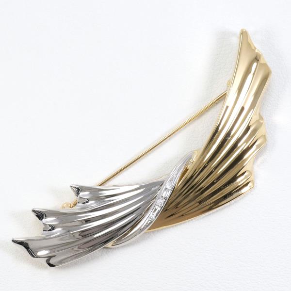 PT900 プラチナ K18YG ブローチ ダイヤ 0.04 カード鑑別書 ジュエリー 中古