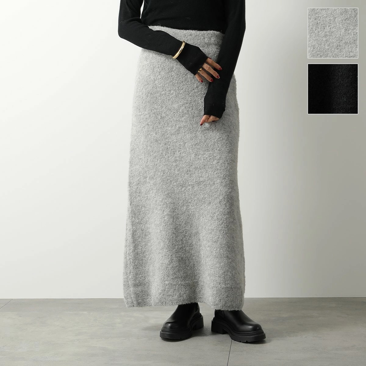 C.T.plage シーティー・プラージュ ロングスカート Alpaca loop back slit skirt CT23331-1 レディース アルパカ混 セットアップ可能 カラー2色