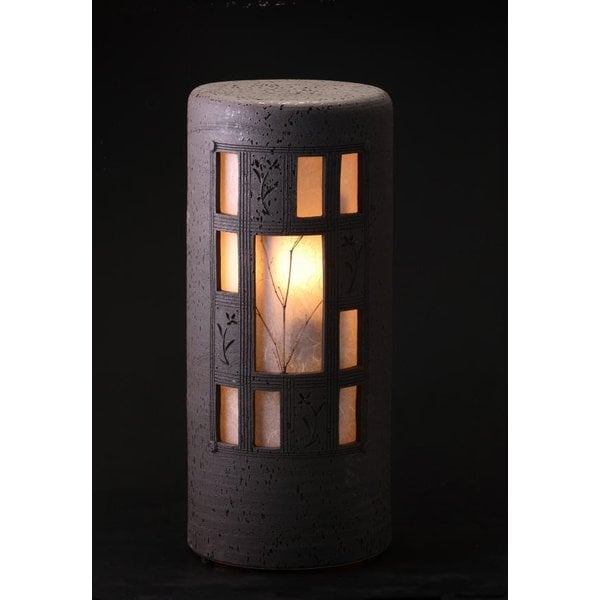 風の水琴　洞夢(どうむ) 華格子　(大)　（信楽焼・陶器・灯り・水琴窟・KS-DHK01L）