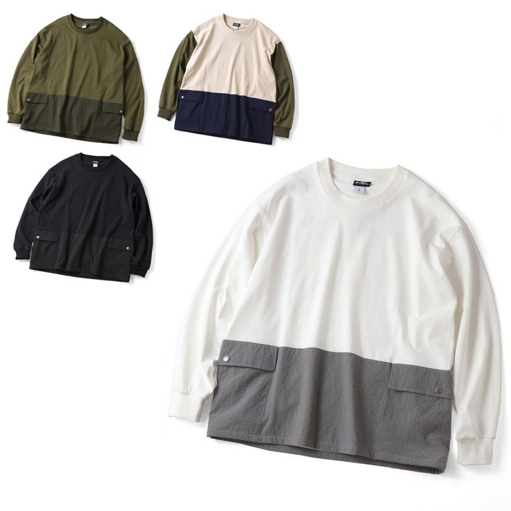 tシャツ 長袖 メンズ レディース gym master ULシアサッカー 天竺切り替え ロンTee g233776 春 夏 春夏 【返品交換不可】