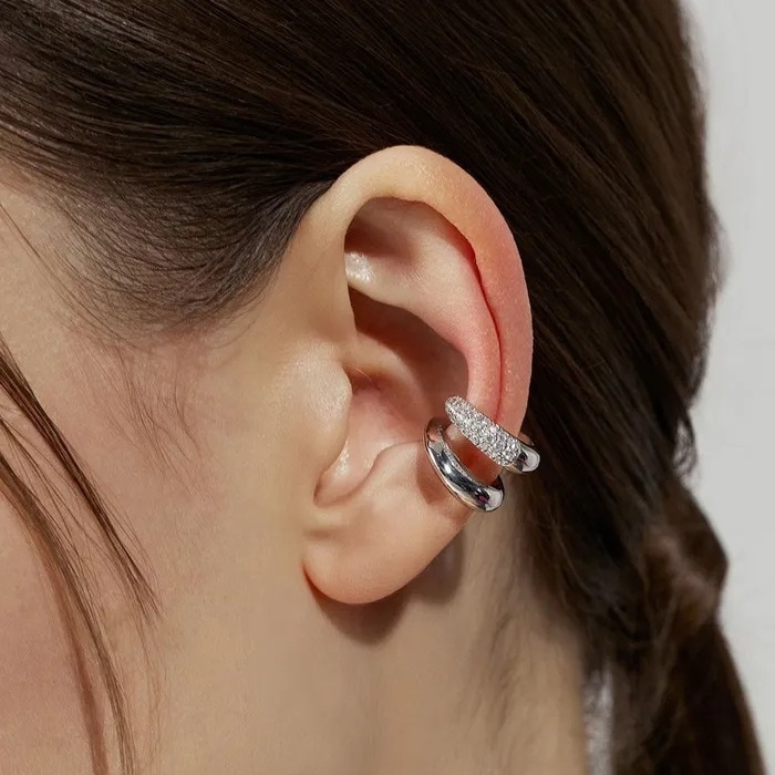Claw Silver (W) Half Pave Ear Cuff アクセサリー ピアス ネックレス ブレスレット レディースファッション 韓国 コスメ 芸能人着用