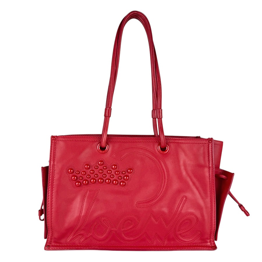 ロエベ LOEWE ショルダーバッグ ショッパートート レザー レッド レディース z9055