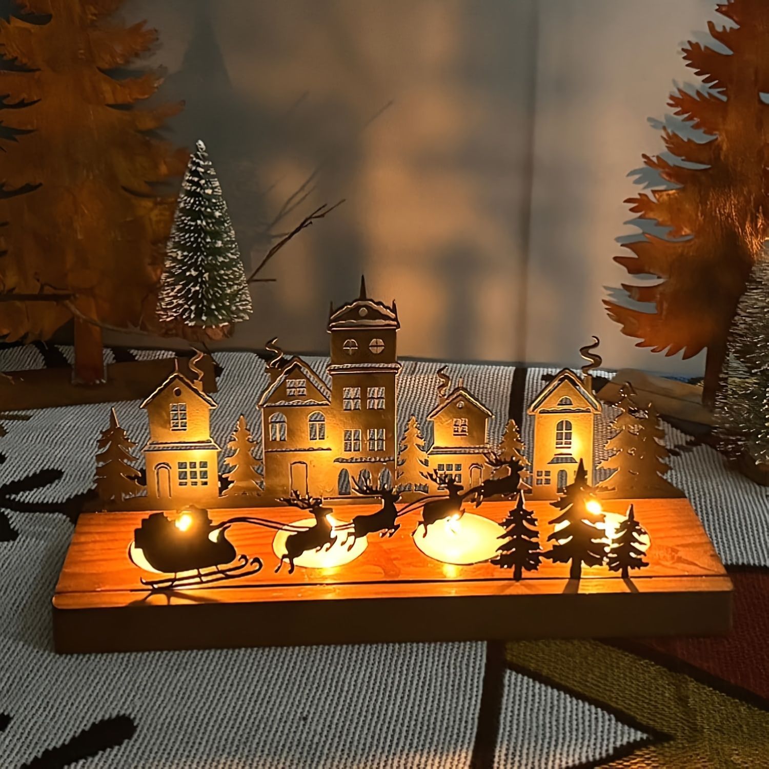 キャンドルホルダー キャンドルスタンド クリスマス装飾 木製 インテリア 装飾 パーティー リビング ダイニング オシャレ 可愛い 寝室 癒しグッズ イベント サンタ サンタクロース トナカイ インテ