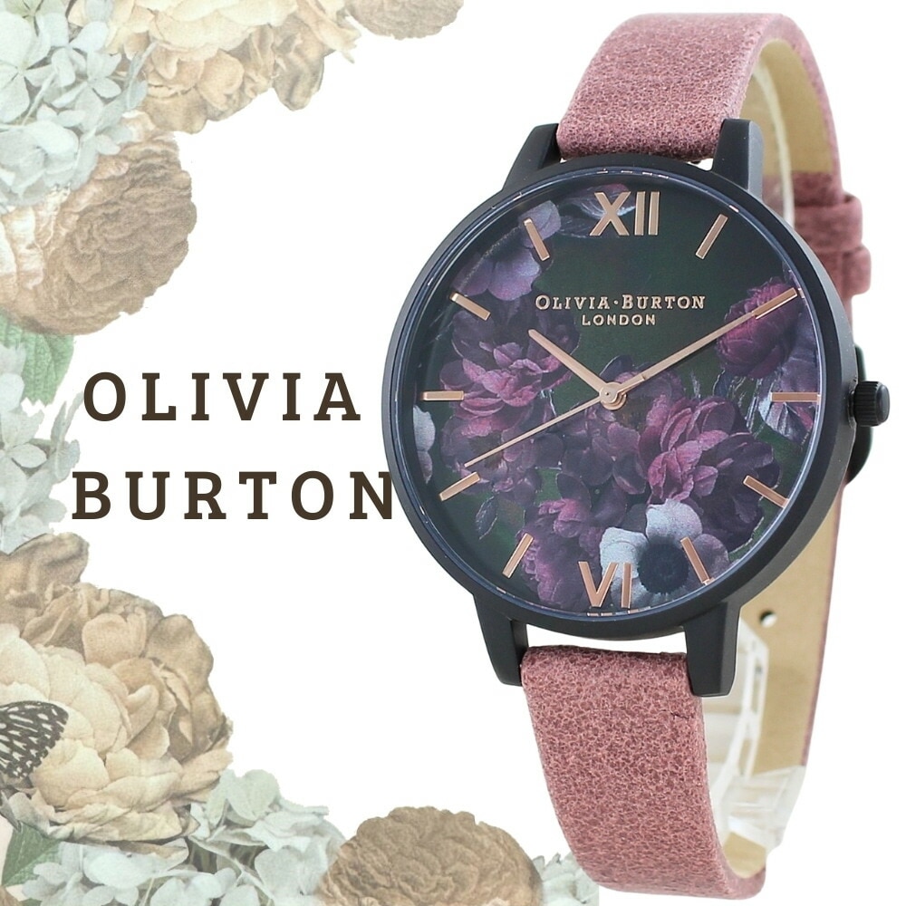 オリビアバートン 腕時計 レディース かわいい ブラック ピンク レザーベルト 花柄 小さい 時計 シンプル おしゃれ カジュアル ビジネス 大学生 20代 30代 40代 ご褒美 女性 彼女 妻 母