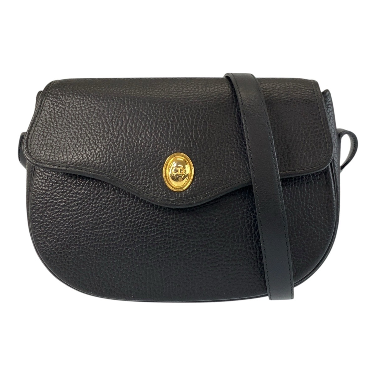 美品 ヴィンテージ CDロゴ ブラック 黒 ゴールド金具 レザー ショルダーバッグ ポシェット レディース 502720