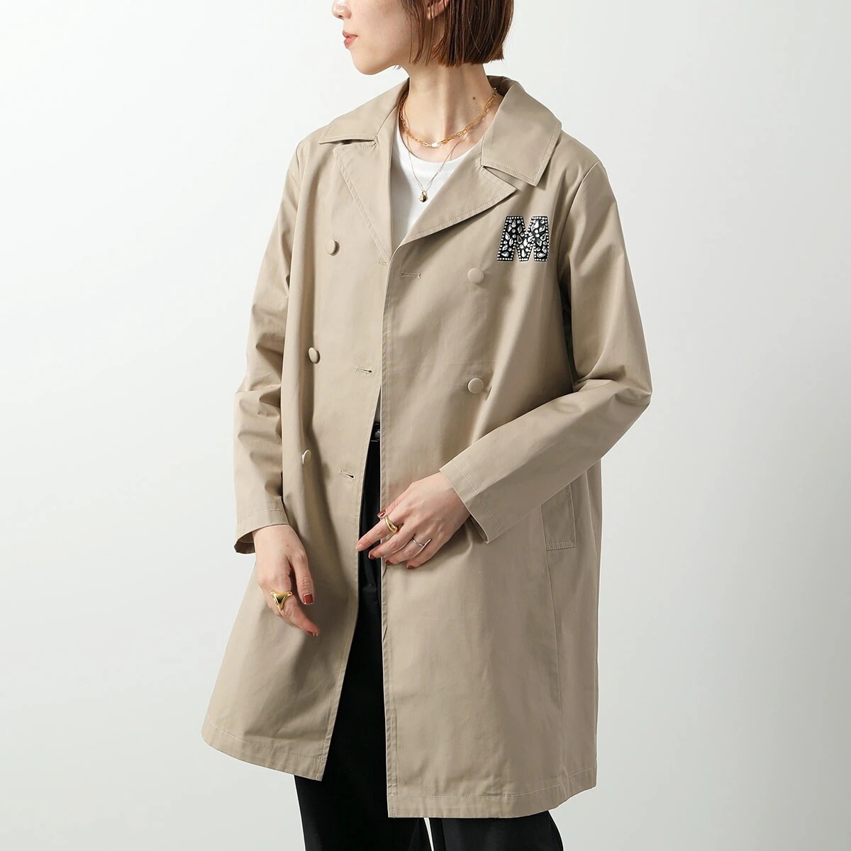 MARNI KIDS マルニ キッズ トレンチコート M01308 M00UV レディース ガールズ ダブルブレスト Mロゴ ビジュー ラインストーン 0M714