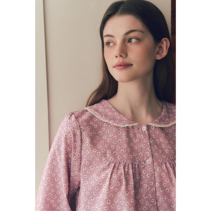 綿80番手 朱子 クローバー ナ염 女性 パジャマ レディース 寝巻き VPA4553WSG