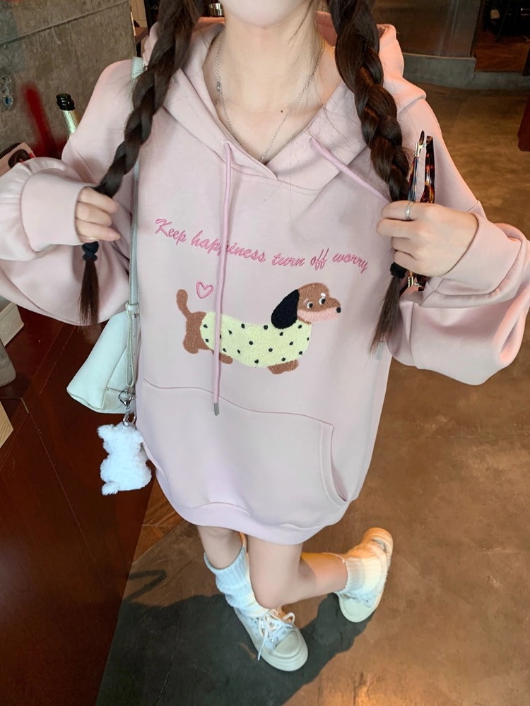 秋冬トップス 普段使い 韓国風長袖レトロパーカーカジュアルルーズファッション系大人っぽかわいいレディースフード付き羽織りサイズきれいめシルエットトレーナー 大学生通学高校