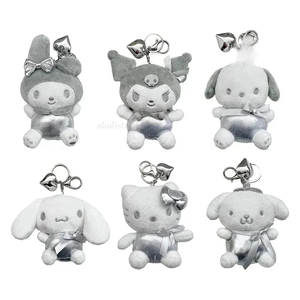 【2個買うと1個無料】サンリオLucky bagサンリオ シルバー 人形キーリング ハローキティ 黒美ポチャコ シナモロール ポンポンプリン ハート バックパック 自動車キーホルダー3